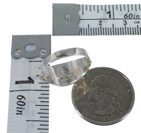 Turquoise Opal Inlay Sterling Silver Ring Size 8-1/4 EX44579